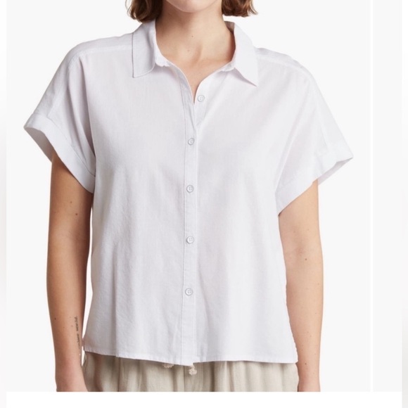 Splendid Tops - Splendid White Button Down Short Sleeve Withs Sparkle Dots Top